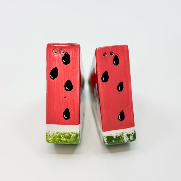 Bright & Cheery Watermelon Hand-Painted Ceramic Salt & Pepper Shaker Set 3" x 3" - Picture 10 of 12